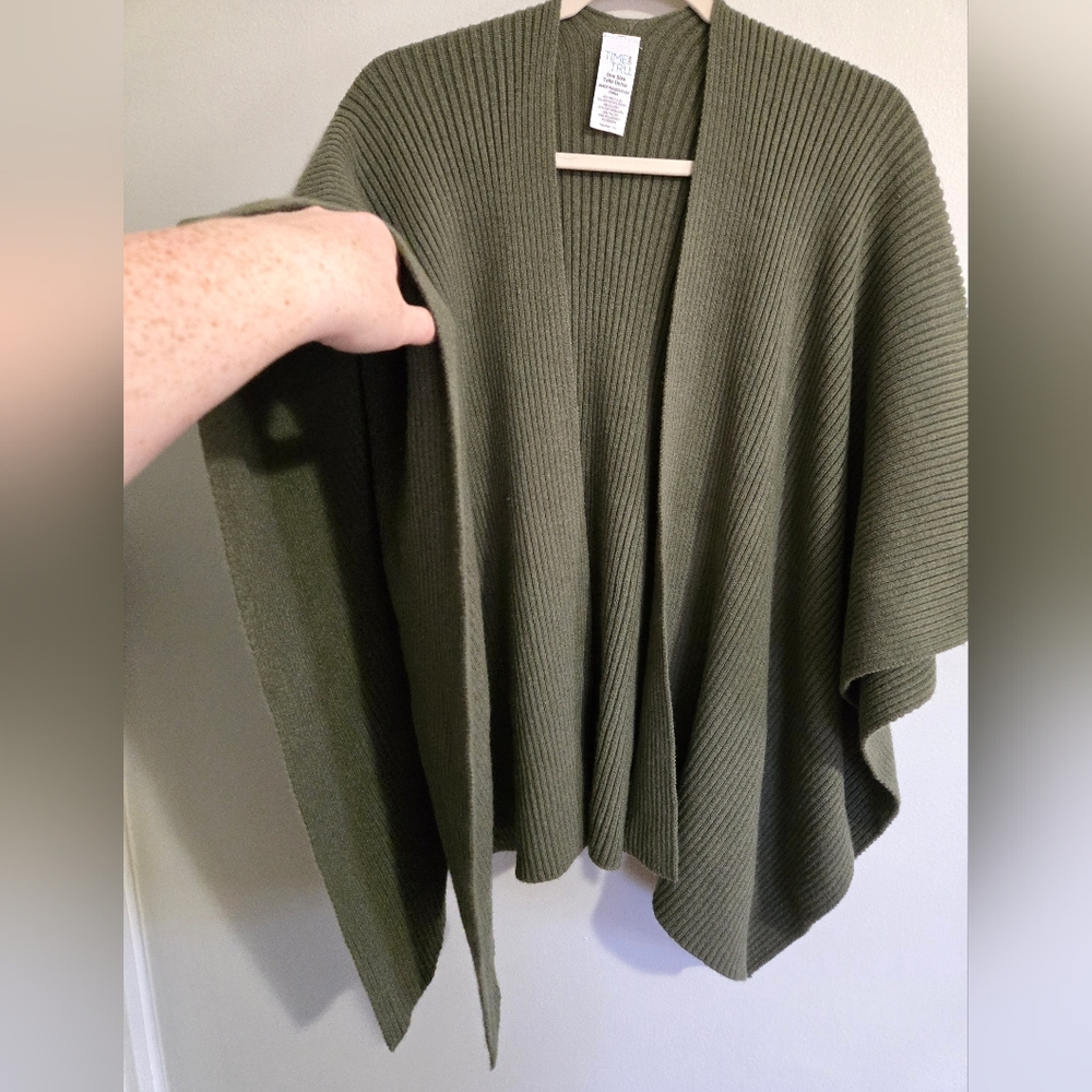 Time And Tru Women's Ribbed Ruana Wrap - Picture 4 of 6